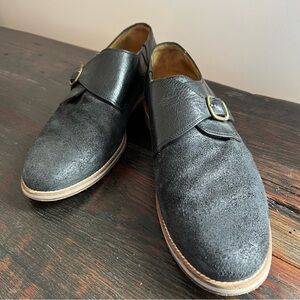J. Shoes Black Suede Genuine Leather Buckle Detail Men's Shoes Size 9.5